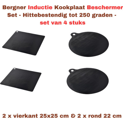 Bergner Inductie Beschermer Set - Hittebestendig Tot 250 Graden - Set Van 4 Stuks