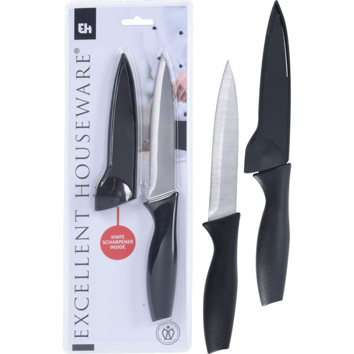 Excellent Houseware Keukenmes - Incl. Houder En Slijper