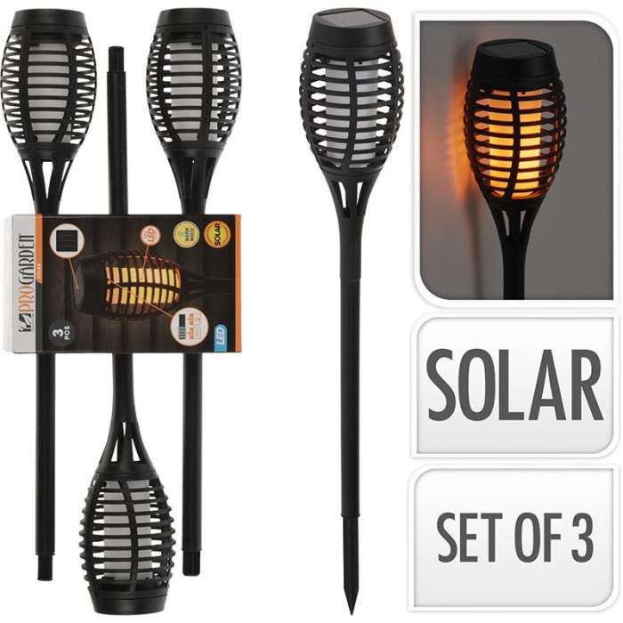 Progarden Solar Tuinfakkels - Vlamlicht - 40 Cm - 3 Stuks