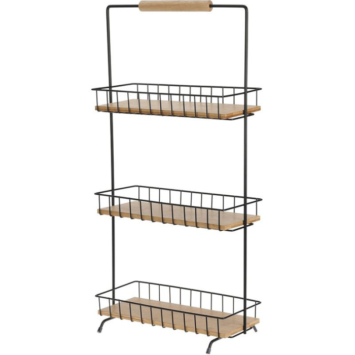 Excellent Houseware Keukenrek Met 3 Schappen - 58 Cm Hoog - Metaal En Bamboe