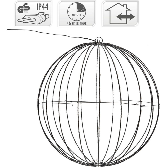 Kerstverlichting -  Lichtbol Met 320 Led - Metaal - 50 Cm - Met Timer - Extra Warm Wit