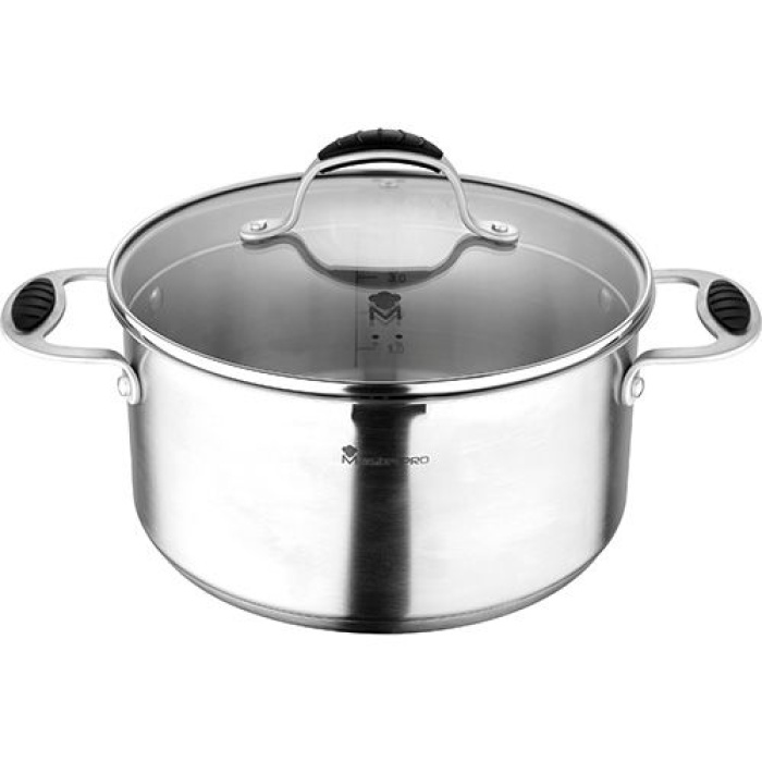 Bergner Masterpro Foodies Kookpan - Met Glazen Deksel - Ø24 Cm - 5.2L