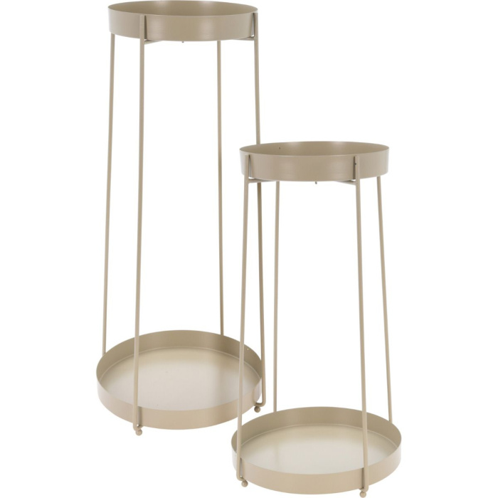 Trends4You Plantenstandaard - 46 + 58 Cm Hoogte - Taupe - Set Van 2