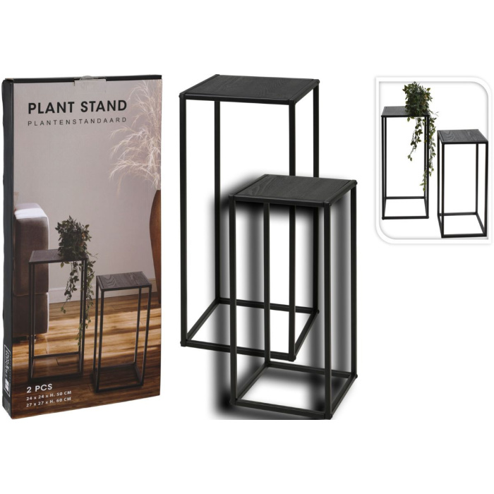 Trends4You Plantenstandaard - 50 En 60 Cm Hoog - Zwart