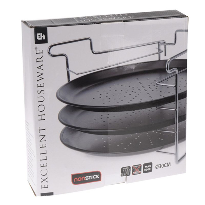 Excellent Houseware Pizzabakset - 4 Delig - Non-Stick