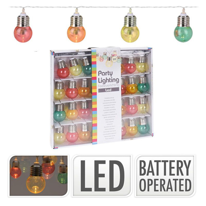 Feestverlichting - 30 Led Bolletjes - 4.50 Meter - Multicolor - Op Batterijen