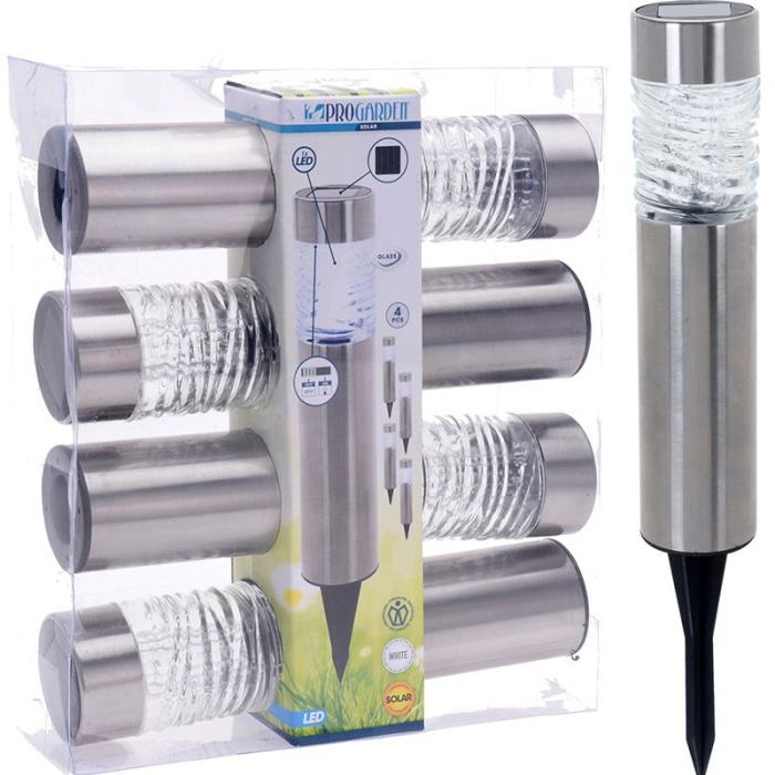 Progarden Solarlampen Led - Rvs + Glas - Set Van 4