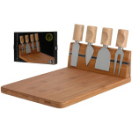 Excellent Houseware Bamboe Kaasplank Met 4 Kaasmessen